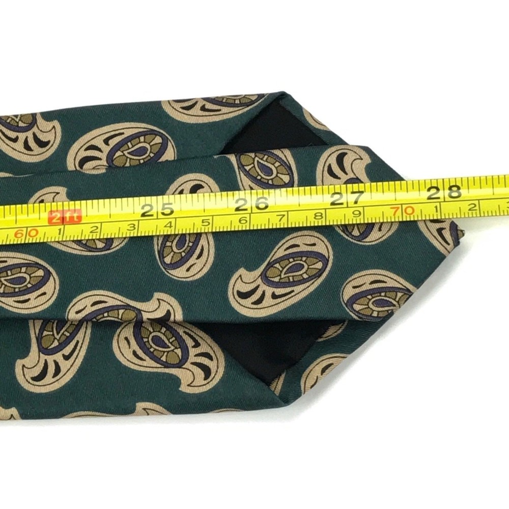 NEIMAN MARCUS Rare Collection Green Beige Multi Color Paisley Tie Necktie - Picture 10 of 10